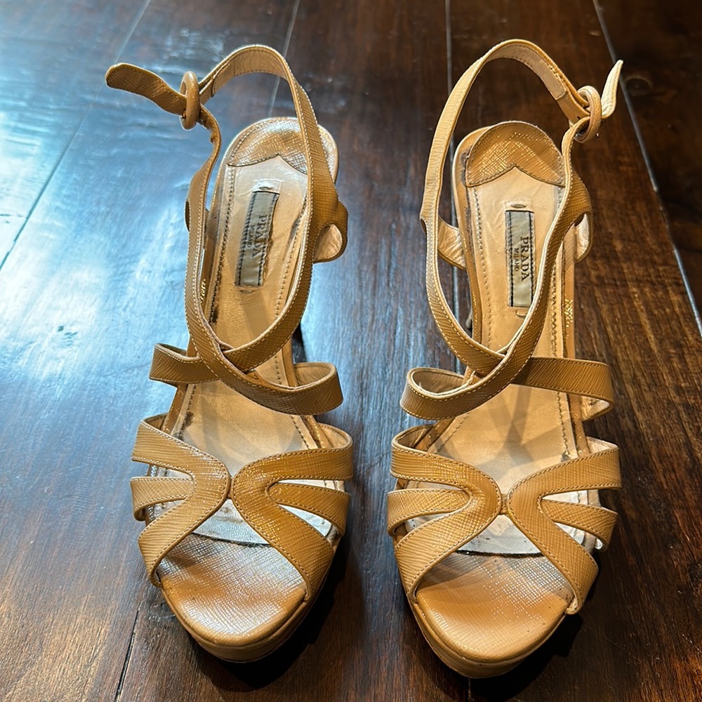 Prada platform sandals in nude size 38